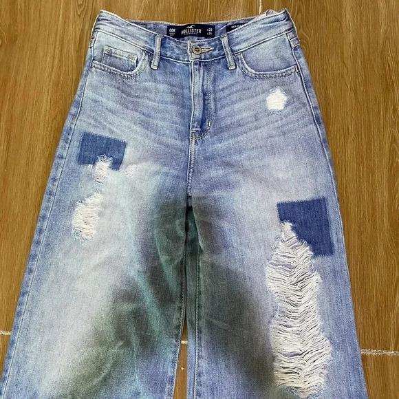 Hollister Women’s Jeans Size 00R W23 L24 Light High Rise Culotte Wide Leg Pocket - Picture 9 of 11
